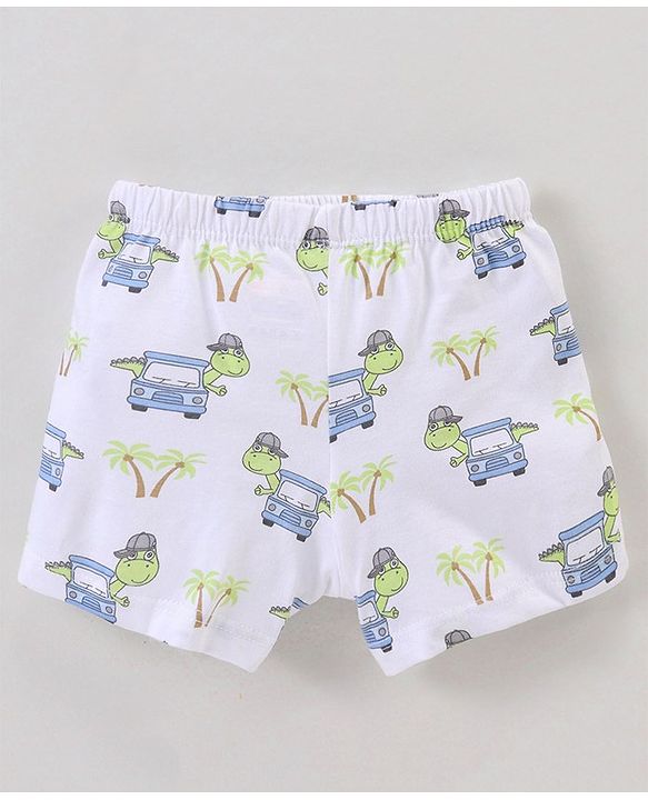 Babyhug 100% Cotton Briefs Stripes & Car Print Pack of 3- Blue & White