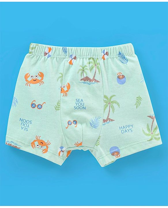 Babyhug 100% Cotton Briefs Crab Print Pack of 3 - Blue