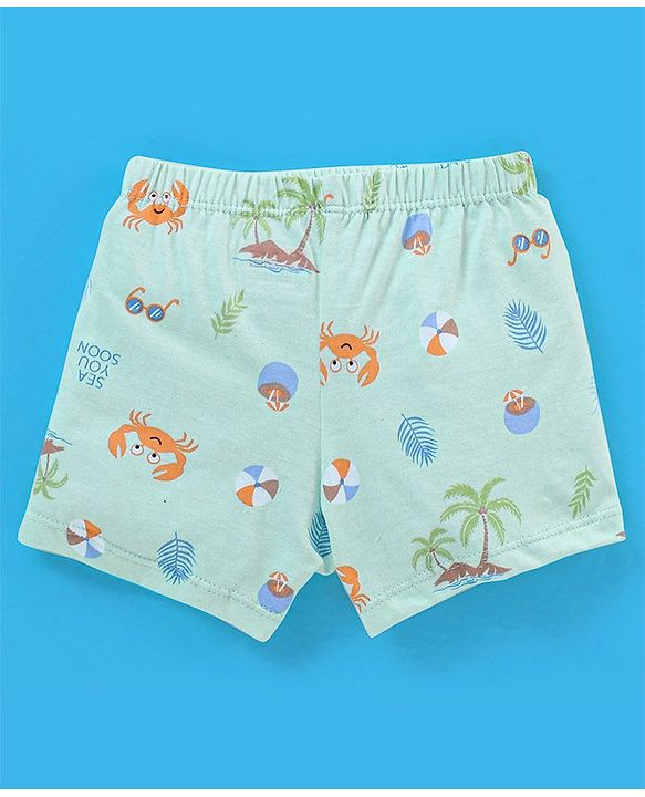 Babyhug 100% Cotton Briefs Crab Print Pack of 3 - Blue