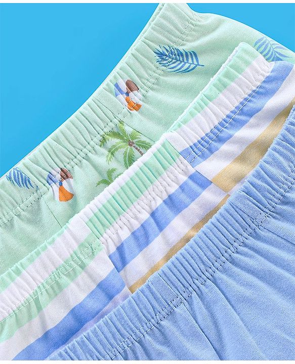 Babyhug 100% Cotton Briefs Crab Print Pack of 3 - Blue