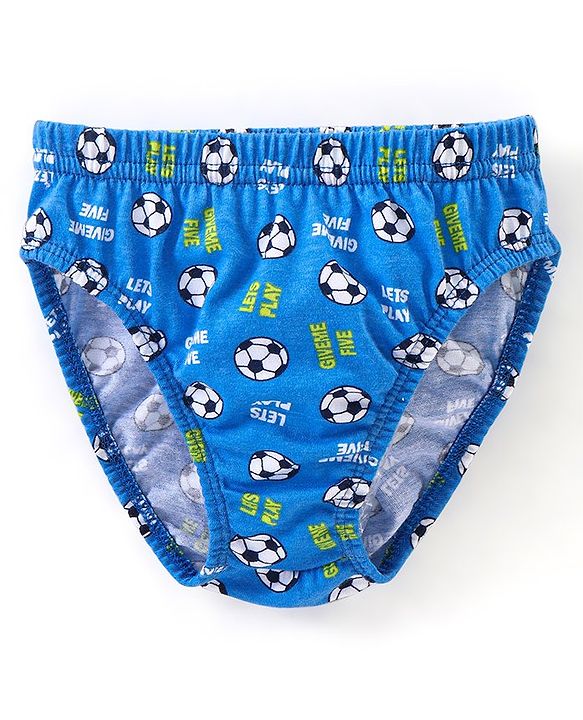 Babyhug 100% Cotton Briefs Football Print Pack of 3 - Blue & Green