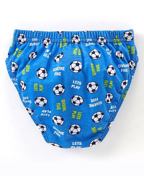 Babyhug 100% Cotton Briefs Football Print Pack of 3 - Blue & Green
