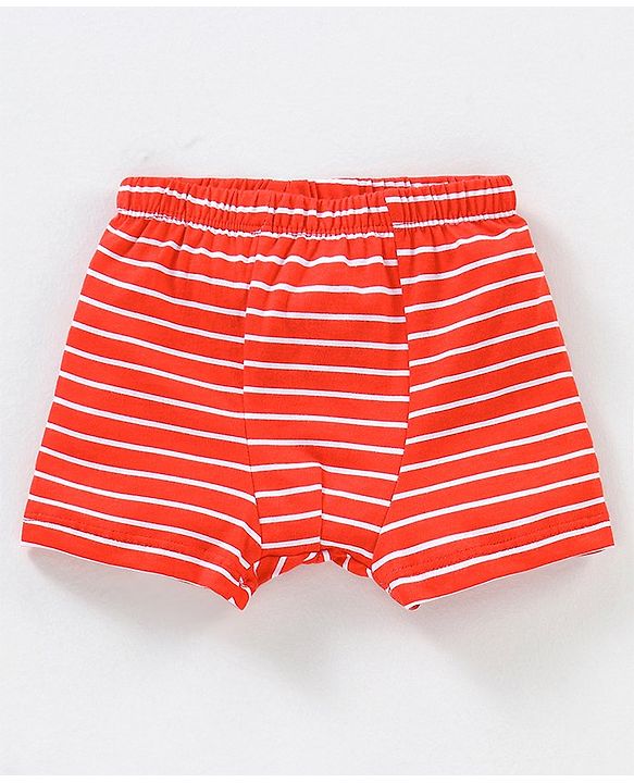 Babyhug 100% Cotton Striped & Whales Print Briefs Pack of 3 - Red White & Navy