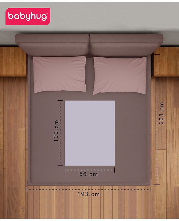 Babyhug Waterproof 100% Terry Cotton Breathable Fitted Mattress Protector Cover- Grey
