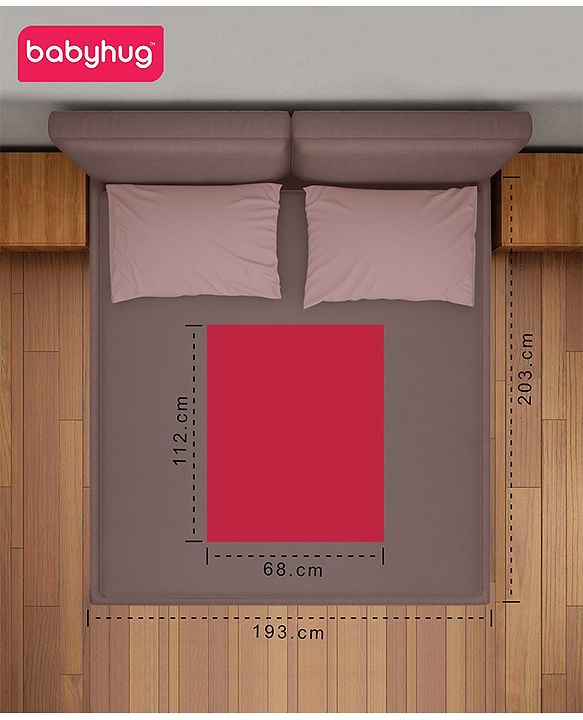Babyhug Waterproof 100% Terry Cotton Breathable Fitted Mattress Protector Cover- Maroon