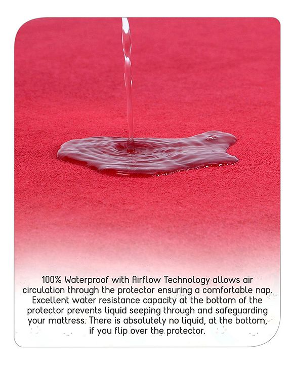 Babyhug Waterproof 100% Terry Cotton Breathable Fitted Mattress Protector Cover- Maroon