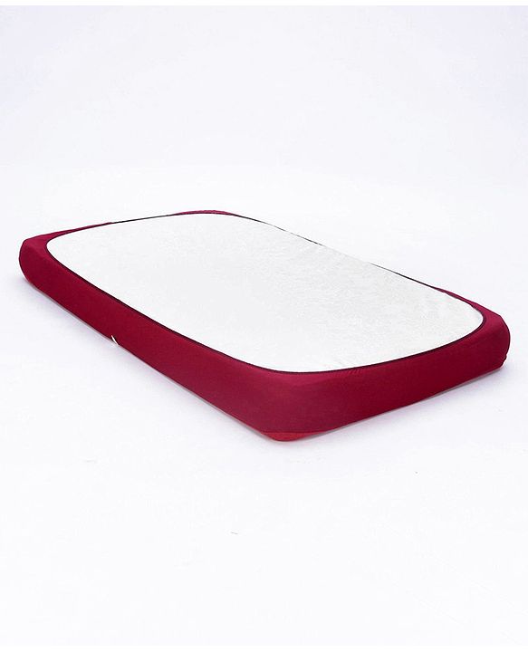 Babyhug Waterproof 100% Terry Cotton Breathable Fitted Mattress Protector Cover- Maroon