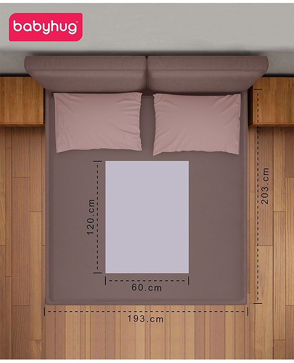 Babyhug Waterproof 100% Terry Cotton Breathable Fitted Mattress Protector Cover - Grey