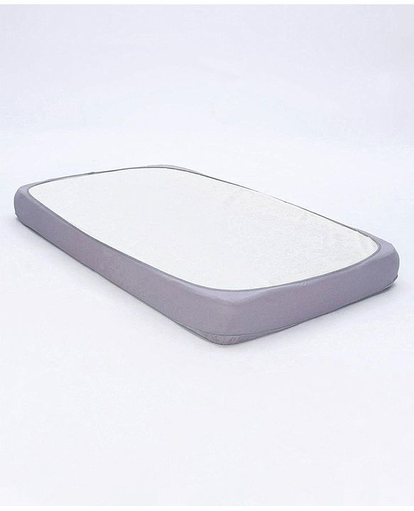 Babyhug Waterproof 100% Terry Cotton Breathable Fitted Mattress Protector Cover- Grey