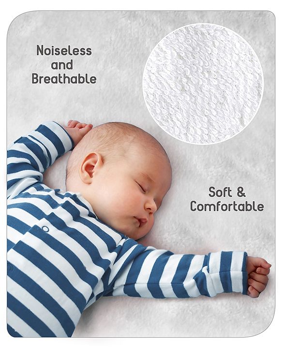 Babyhug Waterproof 100% Terry Cotton Breathable Fitted Mattress Protector Cover- White