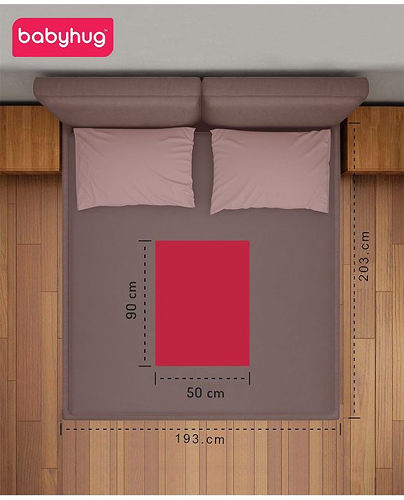 Babyhug Waterproof 100% Terry Cotton Breathable Fitted Mattress Protector Cover - Maroon