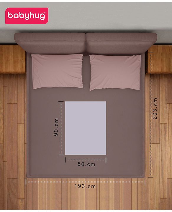 Babyhug Waterproof 100% Terry Cotton Breathable Fitted Mattress Protector Cover - Grey