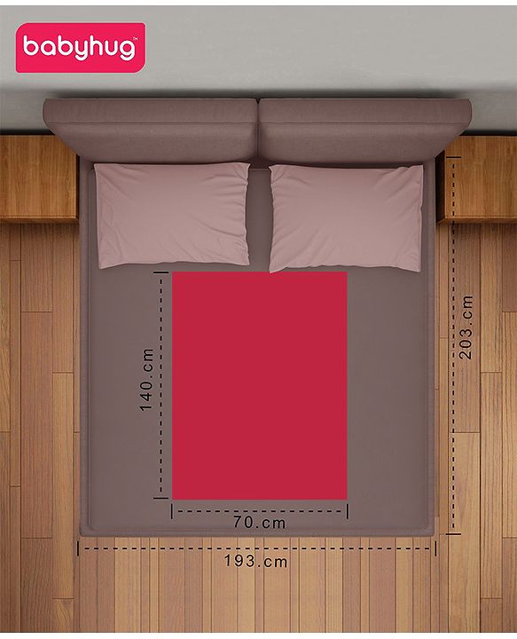 Babyhug Waterproof 100% Terry Cotton Breathable Fitted Mattress Protector Cover - Maroon