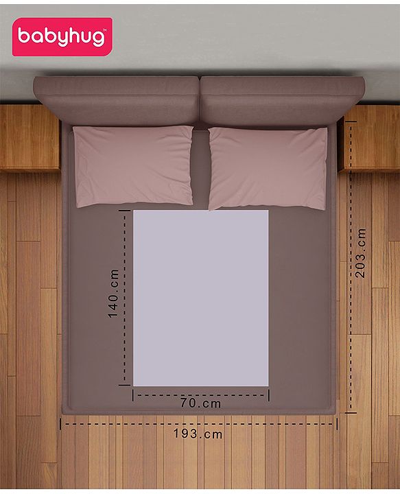 Babyhug Waterproof 100% Terry Cotton Breathable Fitted Mattress Protector Cover- Grey