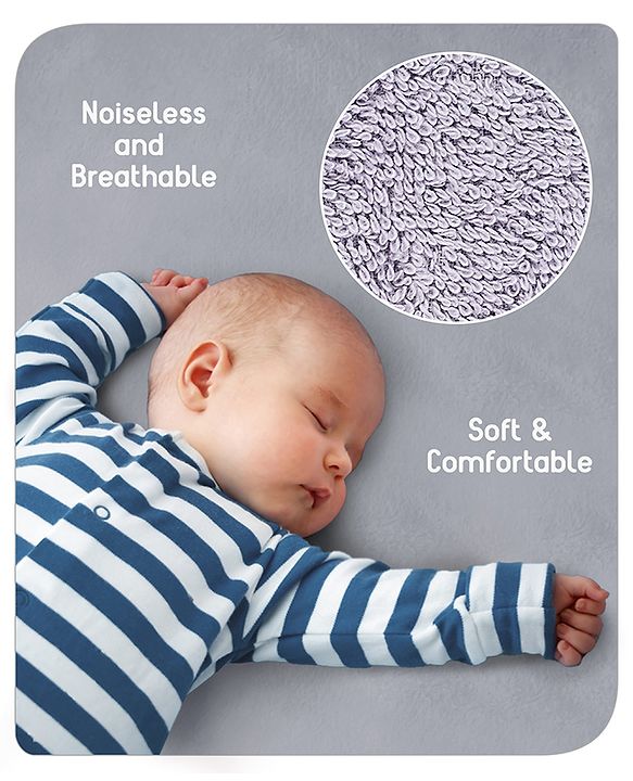 Babyhug Waterproof 100% Terry Cotton Breathable Fitted Mattress Protector Cover- Grey