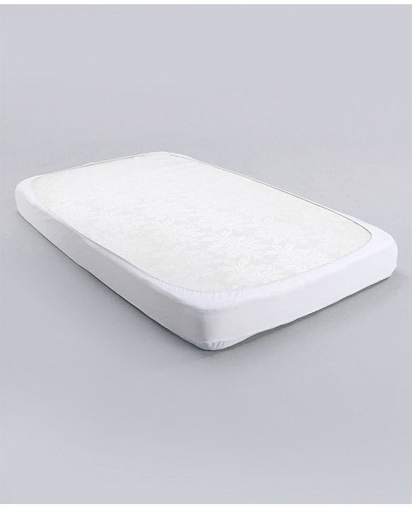 Babyhug Waterproof 100% Terry Cotton Breathable Fitted Mattress Protector Cover- White