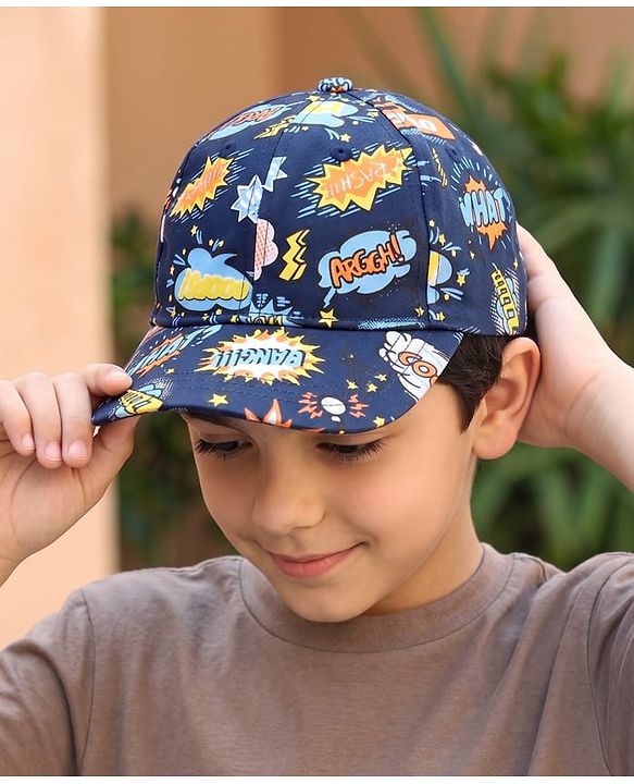 Pine Kids  Cotton Baseball Cap Digital Print Blue - Diameter 16.5 cm