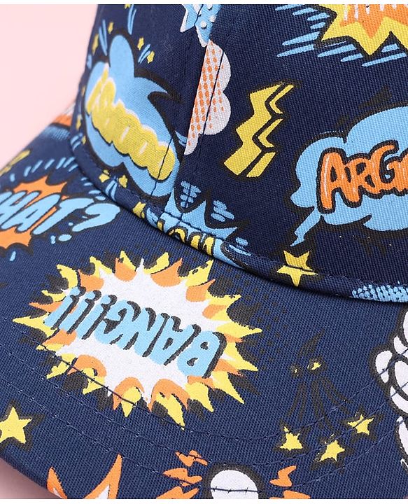 Pine Kids  Cotton Baseball Cap Digital Print Blue - Diameter 16.5 cm