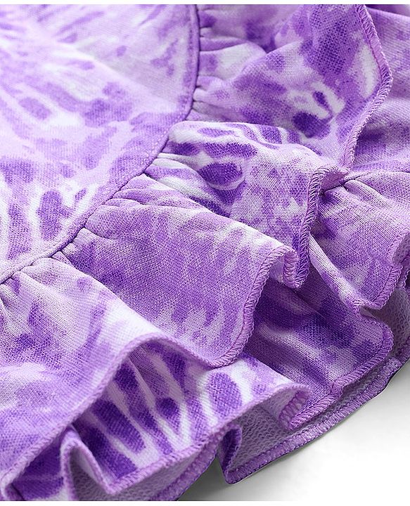 Pine Kids 100% Cotton Knit Mid Thigh Length Tie Dye Printed Skort With Wrap Around Tie Up - Purple