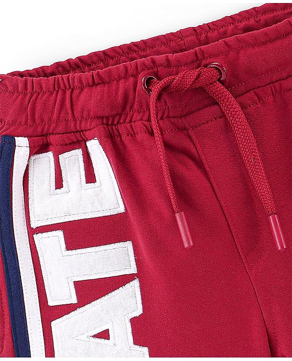 Pine Kids Cotton Knit Knee Length Shorts Skate Applique - Red