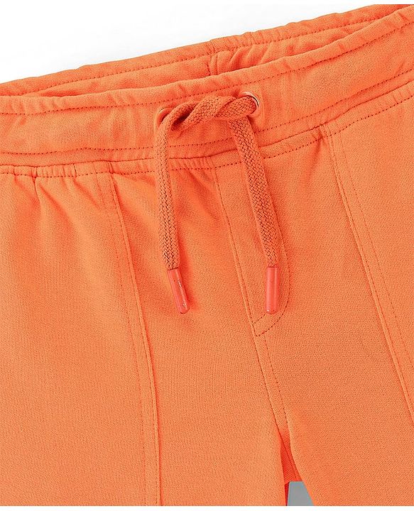 Pine Kids Cotton Knit Knee Length Shorts Move Print - Orange