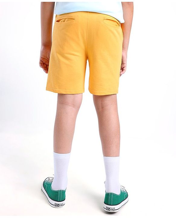Pine Kids Cotton Knit Knee Length Shorts Sun And Sand Applique - Yellow