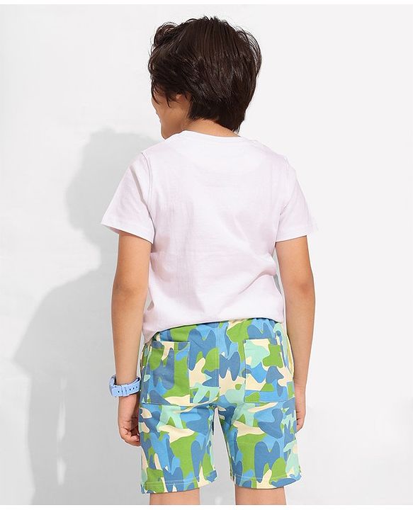 Pine Kids Knee Length Knit Abstract Print Shorts - Blue