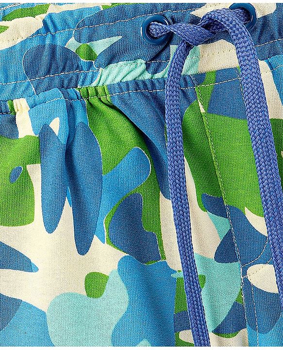 Pine Kids Knee Length Knit Abstract Print Shorts - Blue