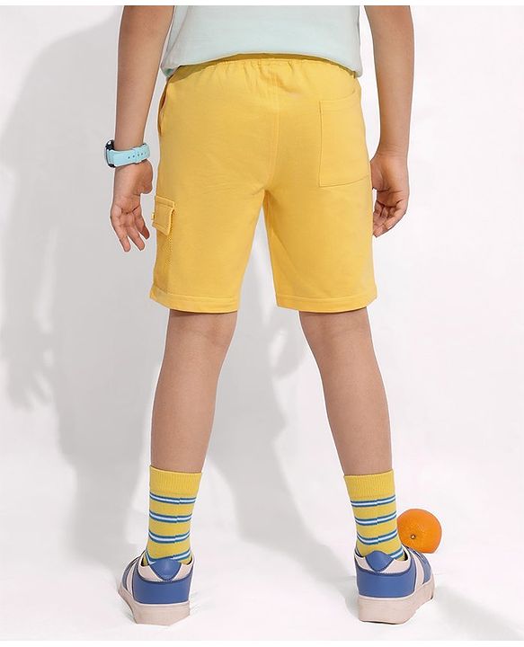 Pine Kids Cotton Knit Knee Length Shorts Paradise Print - Yellow