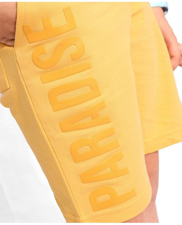 Pine Kids Cotton Knit Knee Length Shorts Paradise Print - Yellow