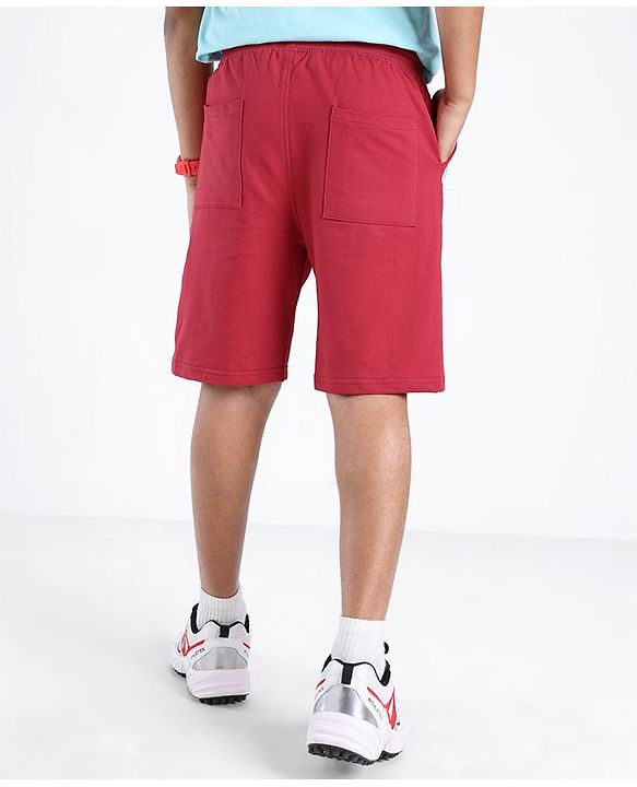 Pine Kids Cotton Knit Knee Length Cut and Sew Shorts With Awesome Printed  - Red
