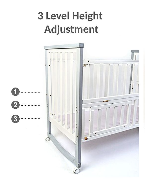 Babyhug Chester 3 in 1 Rocking Cot Cum Junior Bed With Mattress - White