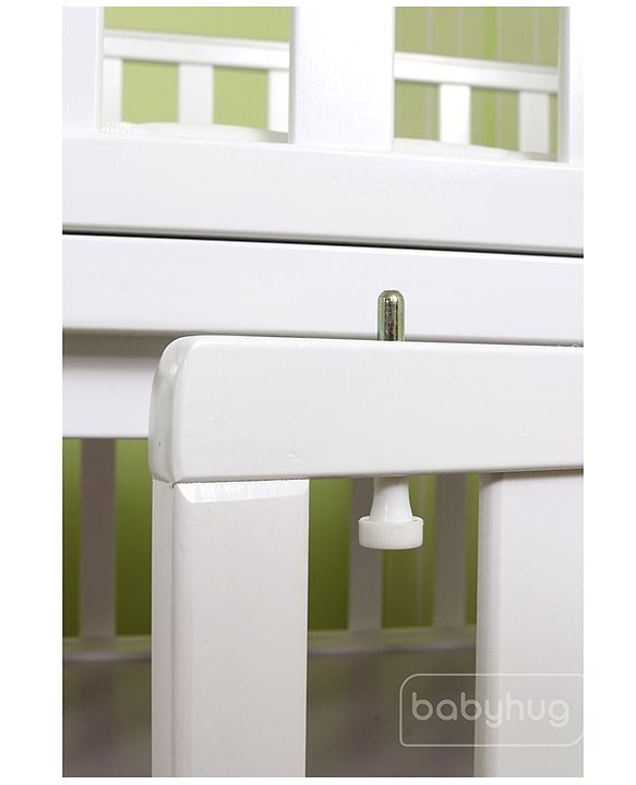Babyhug Chester 3 in 1 Rocking Cot Cum Junior Bed With Mattress - White