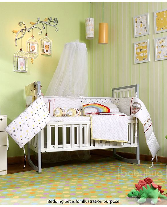 Babyhug Chester 3 in 1 Rocking Cot Cum Junior Bed With Mattress - White