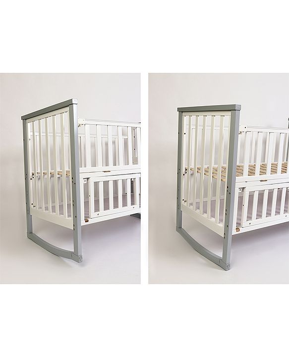 Babyhug Chester 3 in 1 Rocking Cot Cum Junior Bed With Mattress - White