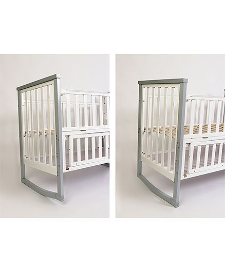 Babyhug Chester 3 in 1 Rocking Cot Cum Junior Bed With Mattress - White