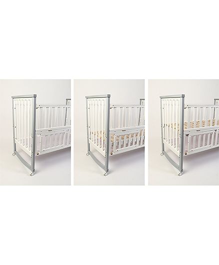 Babyhug Chester 3 in 1 Rocking Cot Cum Junior Bed With Mattress - White