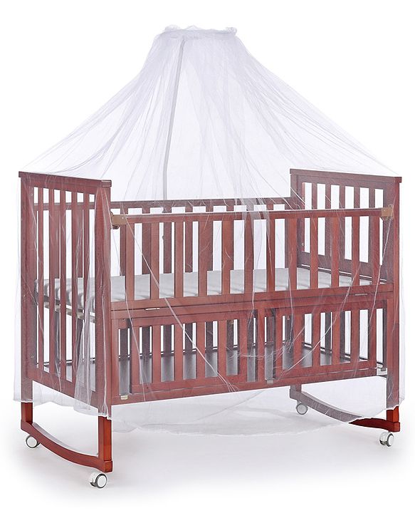 Babyhug Chester 3 In 1 Rocking Cot Cum Junior Bed With Mattress - Dark Brown