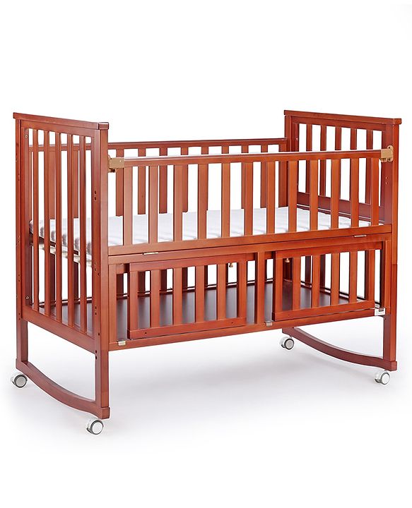 Babyhug Chester 3 In 1 Rocking Cot Cum Junior Bed With Mattress - Dark Brown
