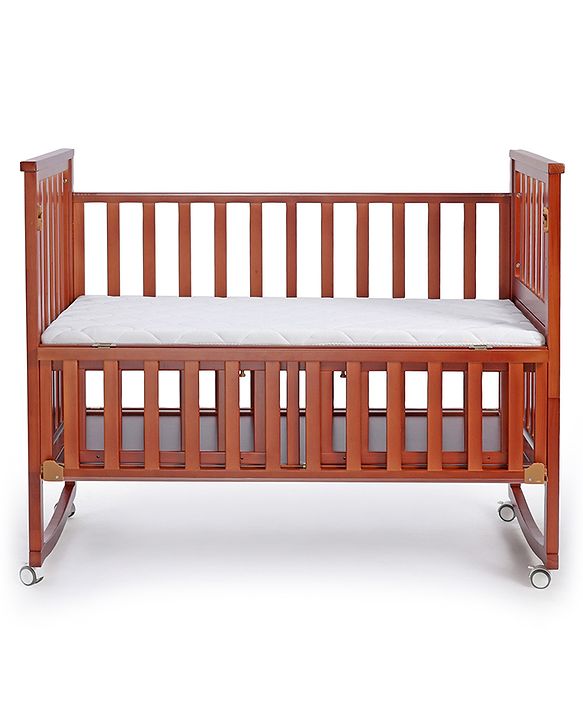 Babyhug Chester 3 In 1 Rocking Cot Cum Junior Bed With Mattress - Dark Brown
