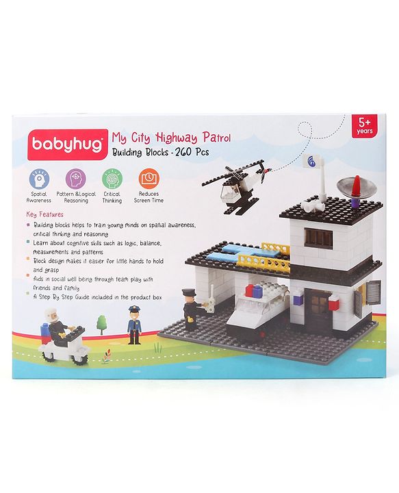 Babyhug Premium City Concept 260 Pcs Blocks with Base Plate| Creative Construction Set and Interlocking Toy| Educational and Learning Toy for Children| BIS Certified| Non-Toxic
