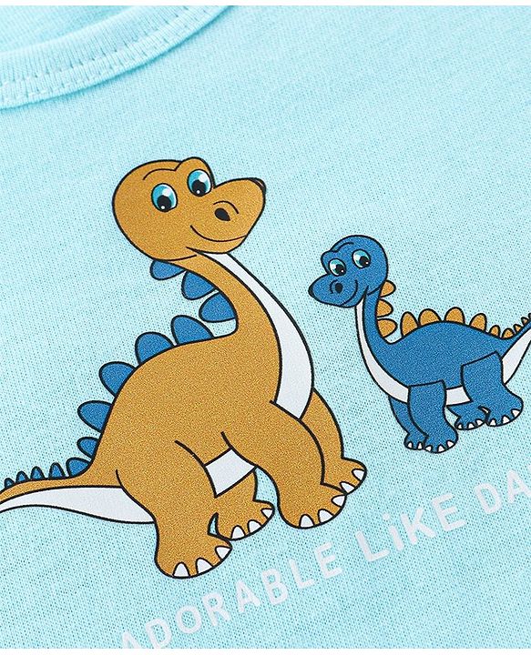 Babyhug 100% Cotton Sleeveless Sando Striped & Dino Print Pack of 3 - Orange White & Blue