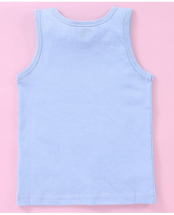 Babyhug 100% Cotton Sleeveless Sando Striped & Beach Print Pack of 3 - Blue