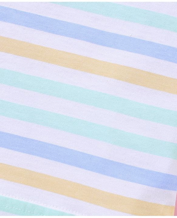 Babyhug 100% Cotton Sleeveless Sando Striped & Beach Print Pack of 3 - Blue