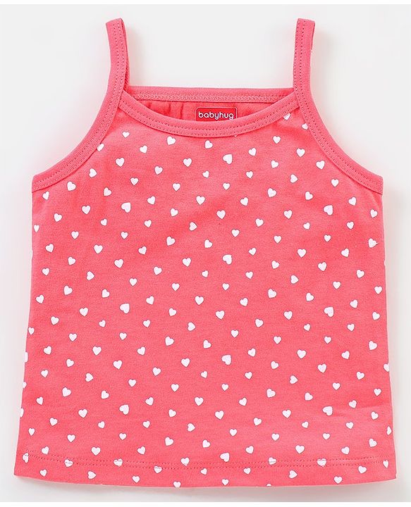 Babyhug 100% Cotton Heart Print Slips Pack of 3 - Pink Yellow & Blue
