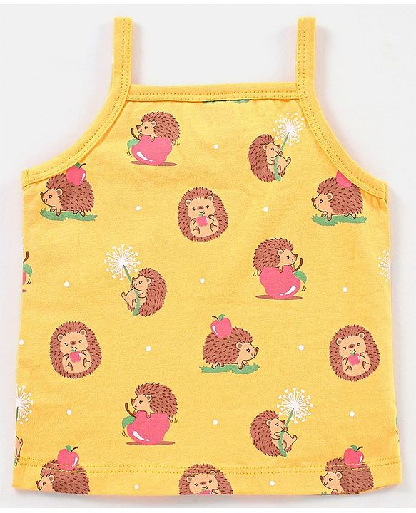 Babyhug 100% Cotton Heart Print Slips Pack of 3 - Pink Yellow & Blue