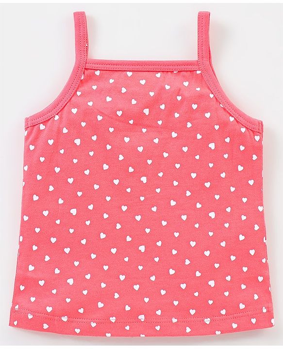 Babyhug 100% Cotton Heart Print Slips Pack of 3 - Pink Yellow & Blue