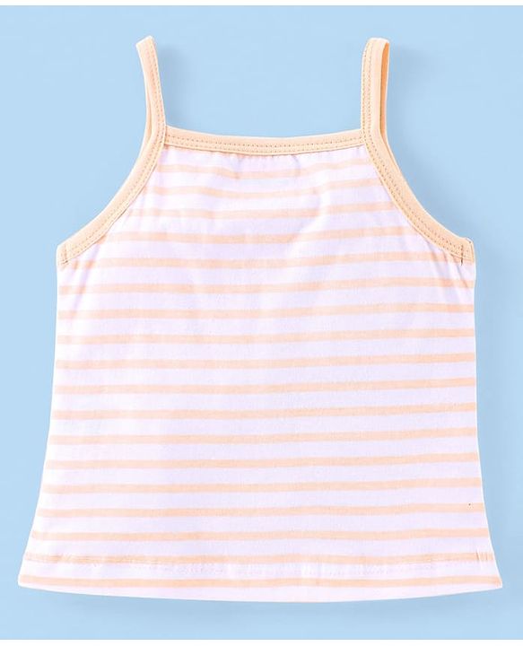 Babyhug 100% Cotton Knit Sleeveless Striped Slips Teddy Print Pack of 3 - Red Pink & White