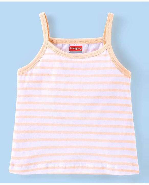 Babyhug 100% Cotton Knit Sleeveless Striped Slips Teddy Print Pack of 3 - Red Pink & White