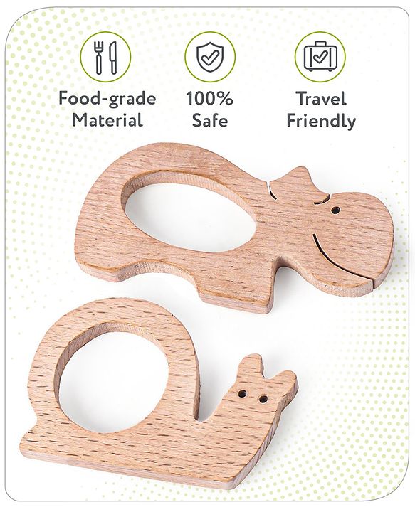 Babyhug Snail And Hippo Shaped Teether - Beige
